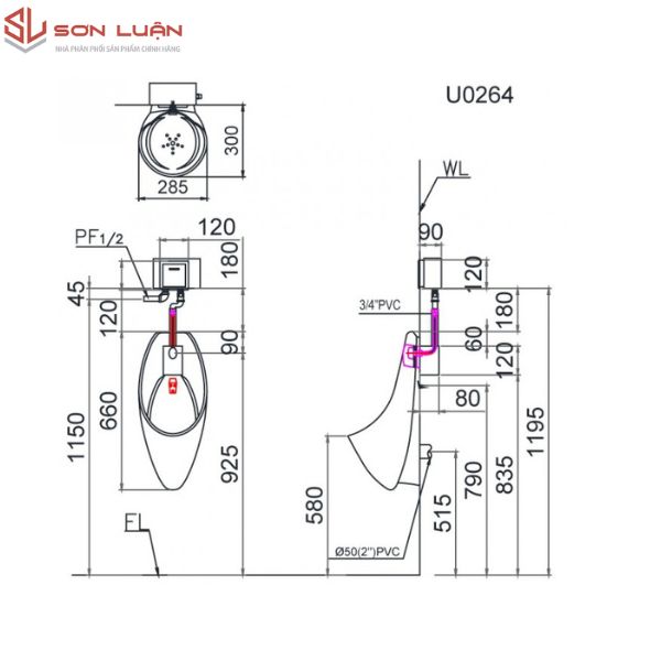 Bồn tiểu nam Caesar U0264