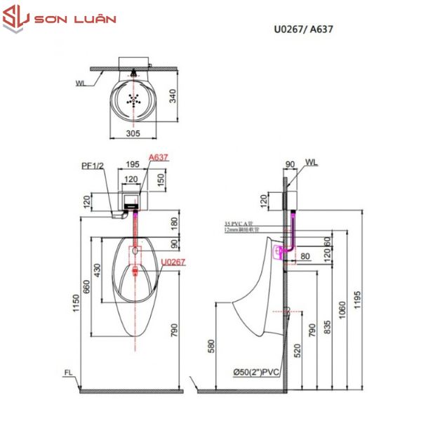 Bồn tiểu nam Caesar U0267