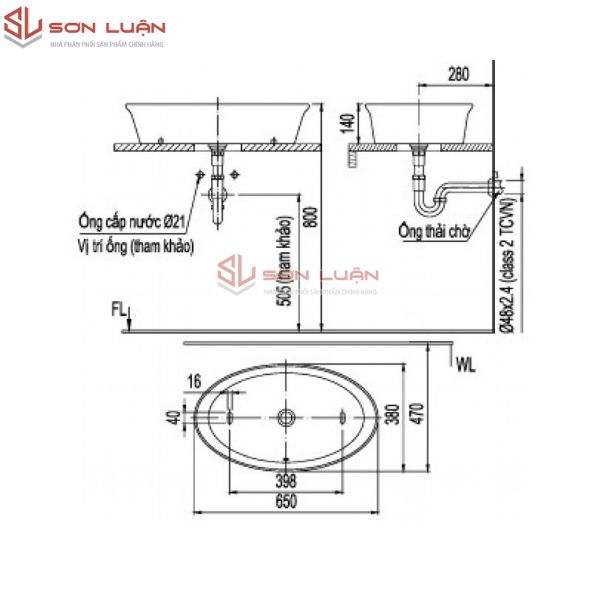 Chậu rửa mặt lavabo dương bàn đá Inax AL-300V