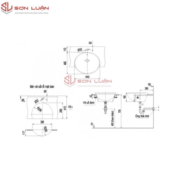 Chậu rửa mặt lavabo dương bàn đá Inax AL-333V