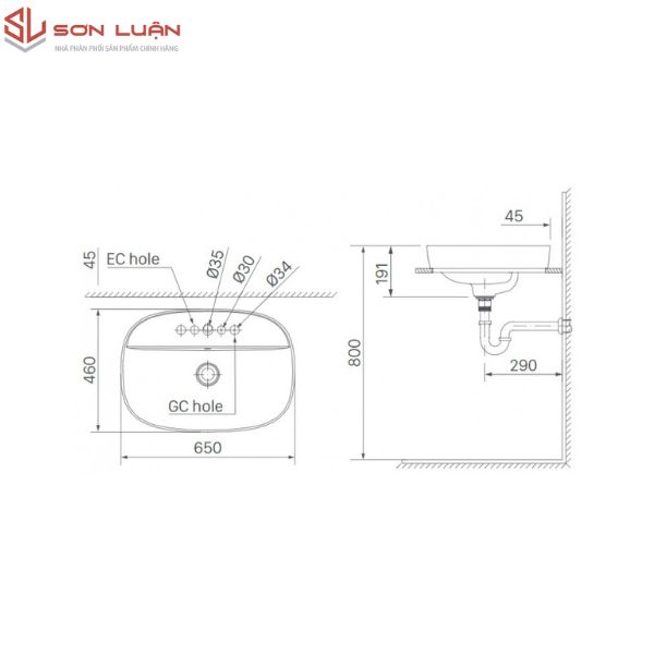 Chậu rửa mặt lavabo dương bàn đá Inax AL-652V
