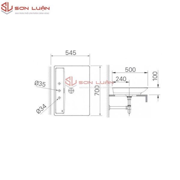 Chậu rửa mặt lavabo dương bàn đá Inax AL-S630V