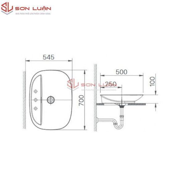 Chậu rửa mặt lavabo dương bàn đá Inax AL-S640V