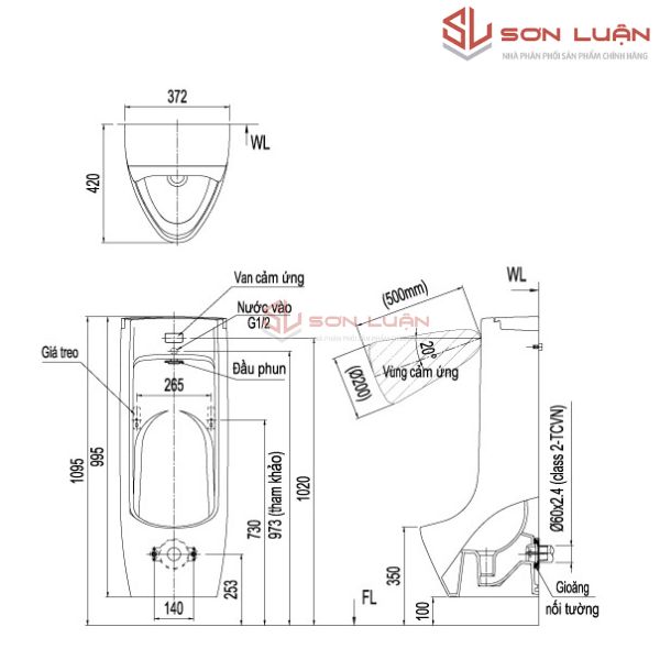 Bồn tiểu nam INAX ASU-500V