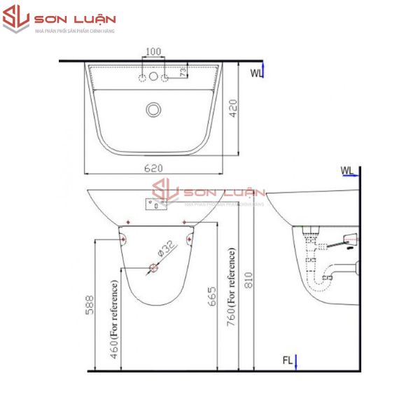 Chậu rửa mặt lavabo treo tường Inax L-297V (EC/FC)