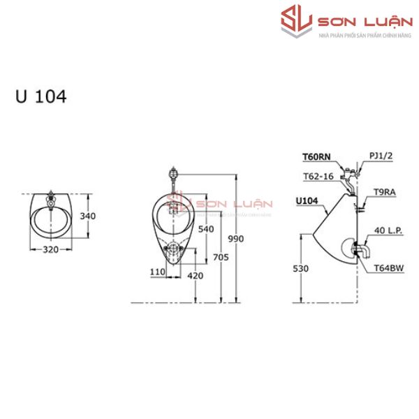 Bồn tiểu nam treo tường TOTO U104W-F