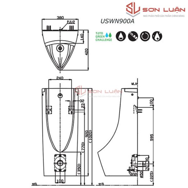Bồn tiểu nam cảm ứng TOTO USWN900A