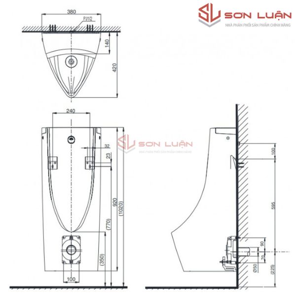 Bồn tiểu nam treo tường TOTO USWN900AS/HHF90603