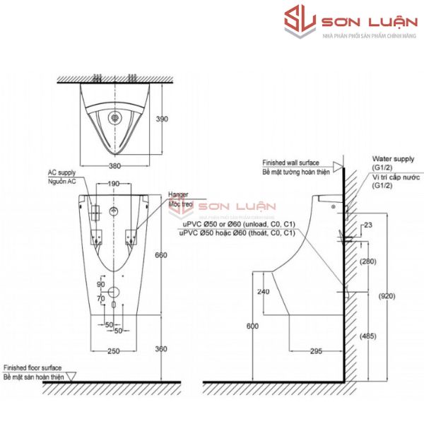 Bồn tiểu nam TOTO USWN902AEV Ewater