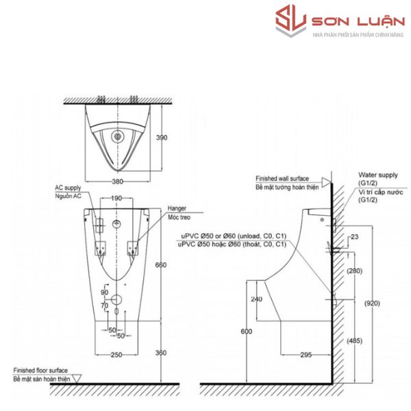 Bồn tiểu nam treo tường TOTO USWN902ASV