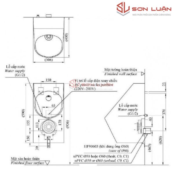 Bồn tiểu nam treo tường TOTO USWN925AEV
