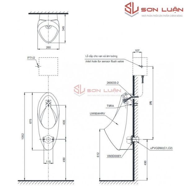Bồn tiểu nam treo tường TOTO UT904HR