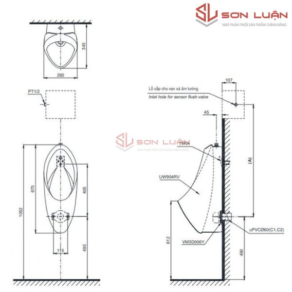 Bồn tiểu nam TOTO UT904R treo tường