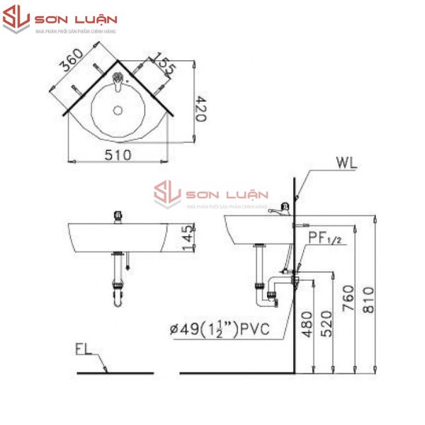 Chậu rửa mặt lavabo góc Caesar L2014