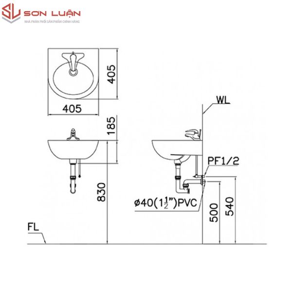 Chậu rửa mặt lavabo treo tường Caesar L2140