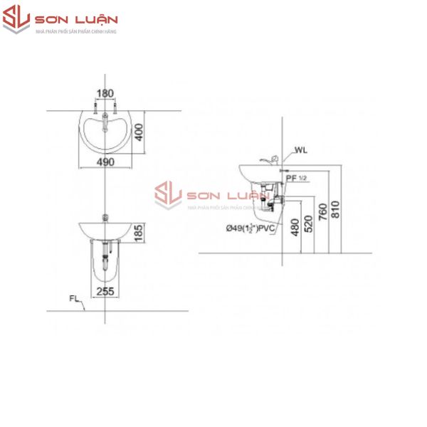 Chậu rửa mặt lavabo Caesar L2150/P2443