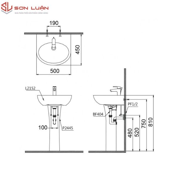 Chậu rửa mặt lavabo Caesar L2152/P2445
