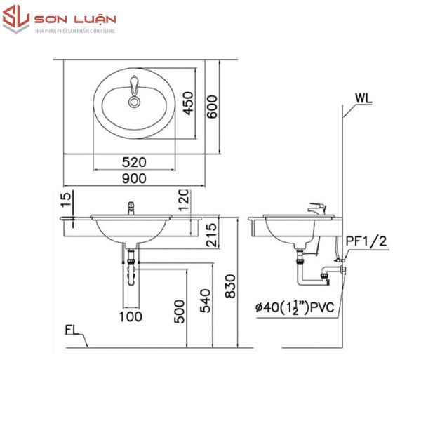 Chậu rửa mặt lavabo dương bàn Caesar L5018