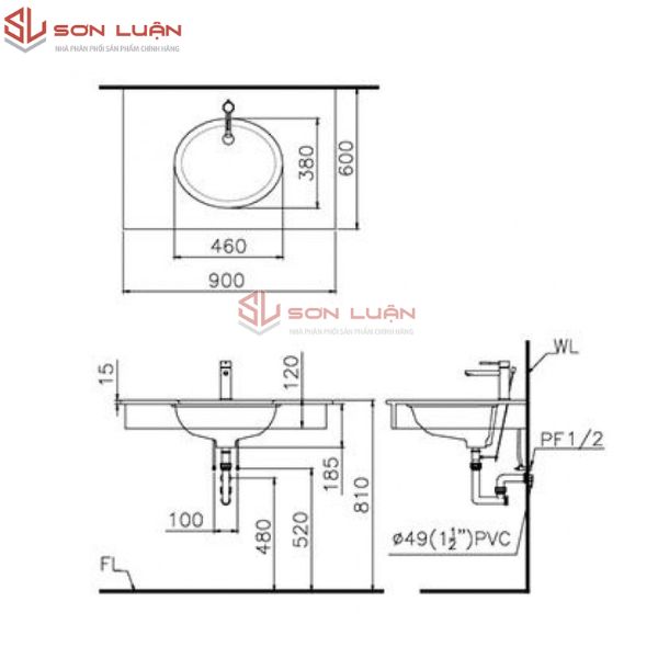 Chậu rửa mặt lavabo âm bàn Caesar L5115