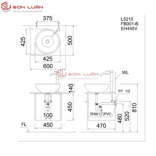 Chậu rửa mặt lavabo đặt bàn Caesar L5215