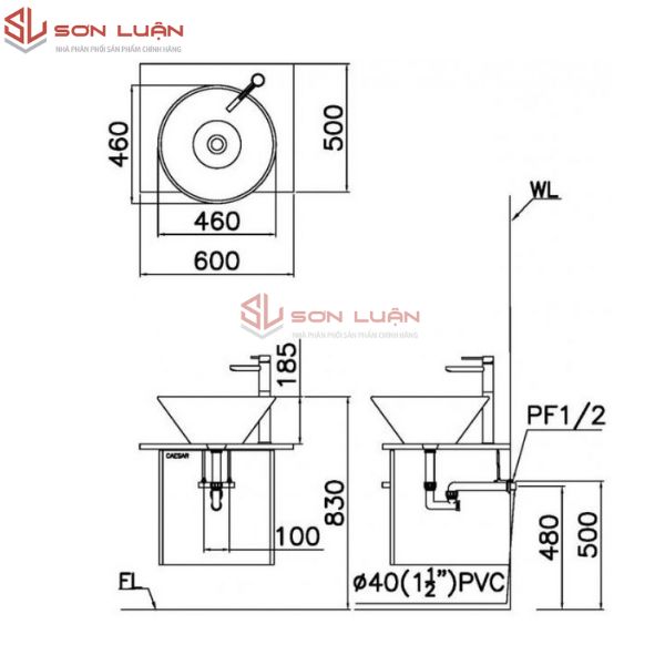 Chậu rửa mặt lavabo đặt bàn Caesar L5222