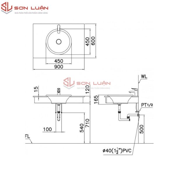 Chậu rửa mặt lavabo dương bàn Caesar LF5016