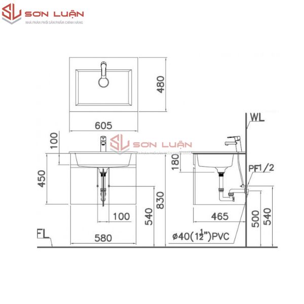 Chậu rửa mặt lavabo dương bàn Caesar LF5017