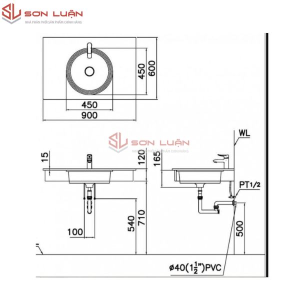 Chậu rửa mặt lavabo âm bàn Caesar LF5118