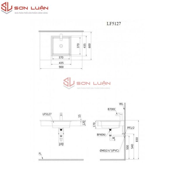 Chậu rửa mặt lavabo âm bàn Caesar LF5127