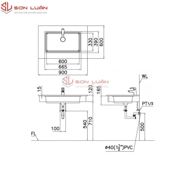 Chậu rửa mặt lavabo âm bàn Caesar LF5130