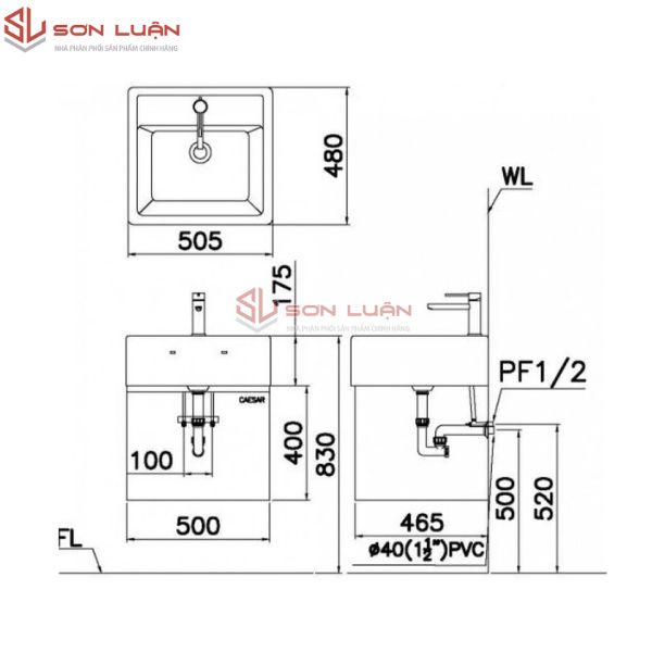 Chậu rửa mặt lavabo đặt bàn Caesar LF5236
