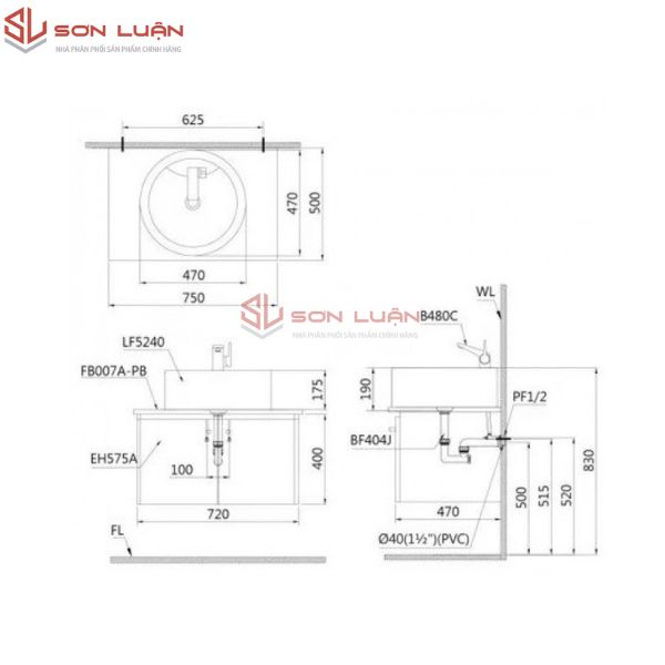 Chậu rửa mặt lavabo đặt bàn Caesar LF5240