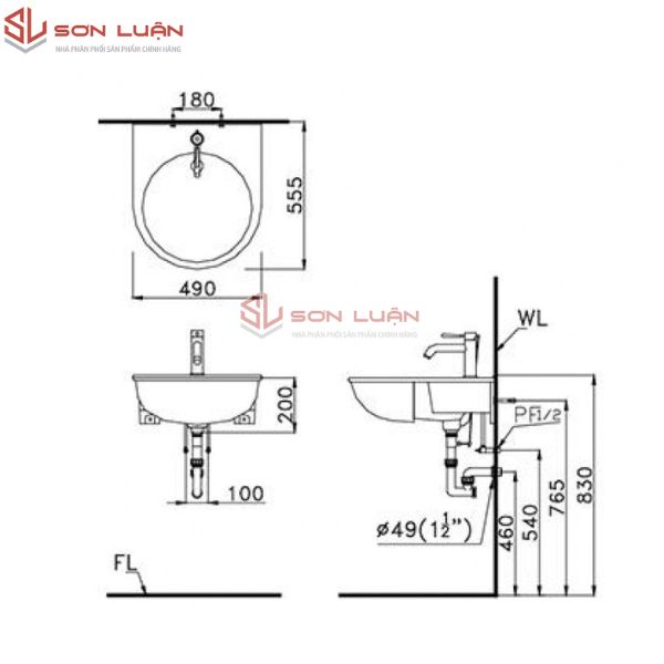 Chậu rửa mặt lavabo treo tường Caesar LF5302