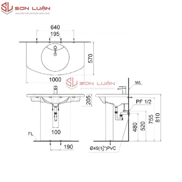 Chậu rửa mặt lavabo Caesar LF5314/PF2414