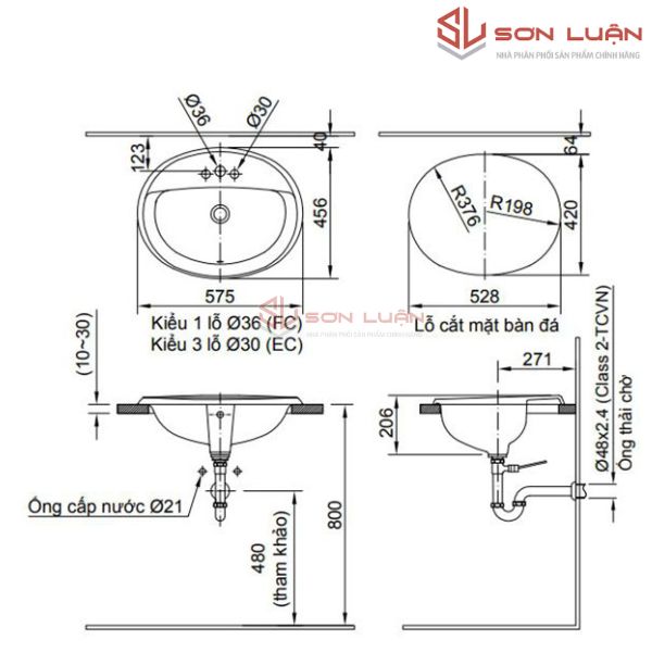 Chậu rửa mặt lavabo dương bàn đá Inax AL-2395V (EC/FC)