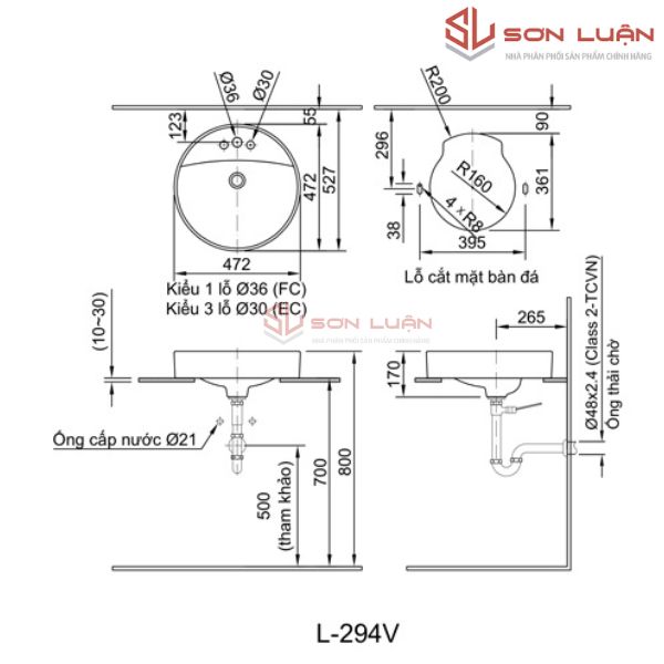Chậu rửa mặt lavabo Inax AL-294V (EC/FC)