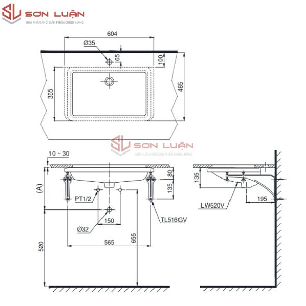 Chậu rửa mặt lavabo TOTO âm bàn LT520T