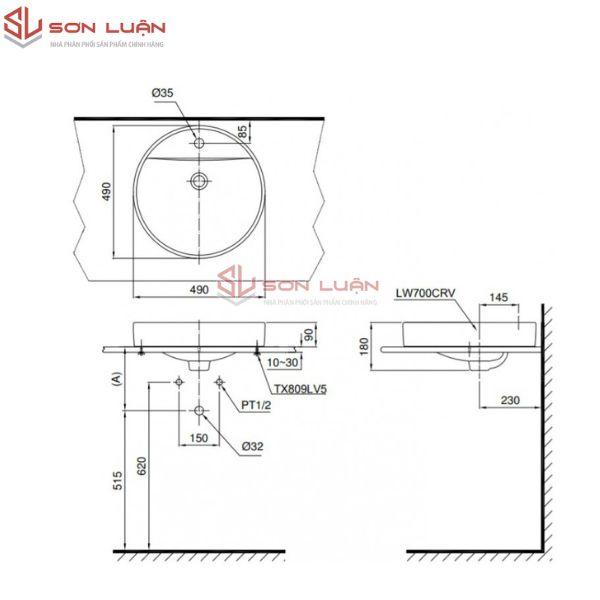 Chậu rửa mặt lavabo đặt bàn đá TOTO LT700CTR