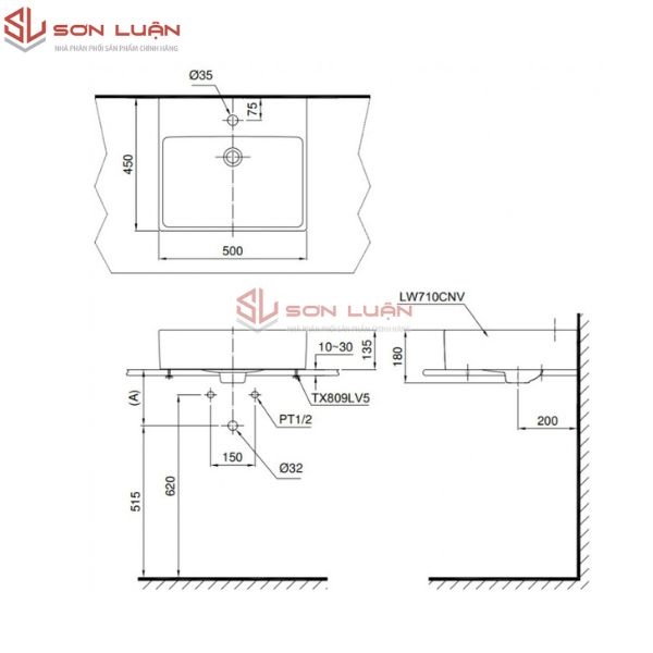Chậu rửa mặt lavabo đặt bàn đá TOTO LT710CTR