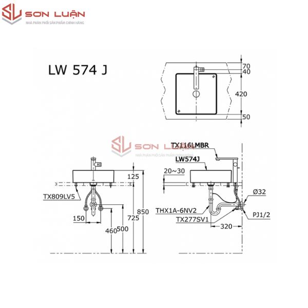 Chậu rửa mặt lavabo đặt bàn đá TOTO LW574JWF