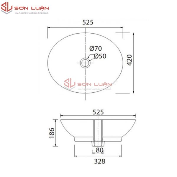Chậu rửa mặt lavabo đặt bàn đá Viglacera BS415