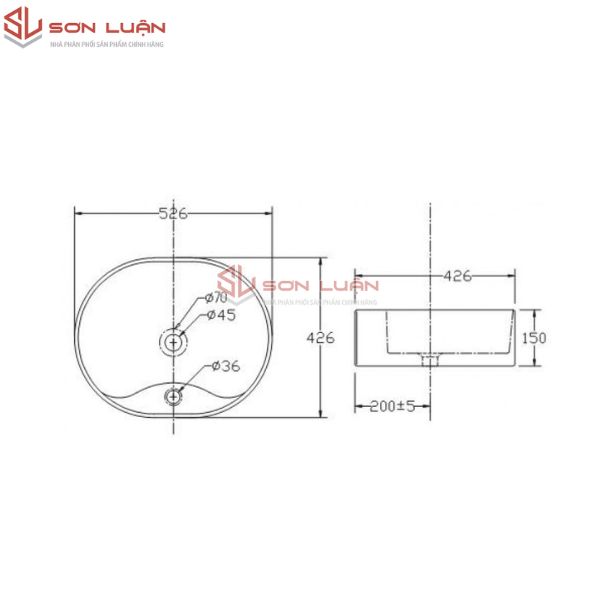 Chậu rửa mặt lavabo đặt bàn đá Viglacera CD19