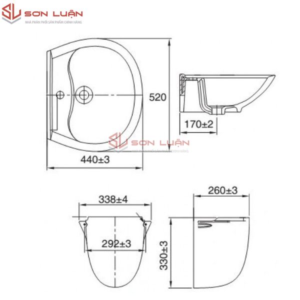 Chậu rửa mặt lavabo chân lửng Viglacera V39