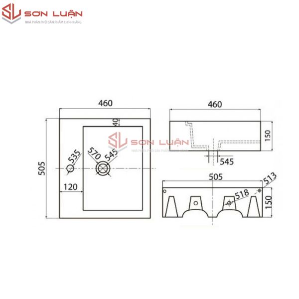 Chậu rửa mặt lavabo đặt bàn đá Viglacera V42M