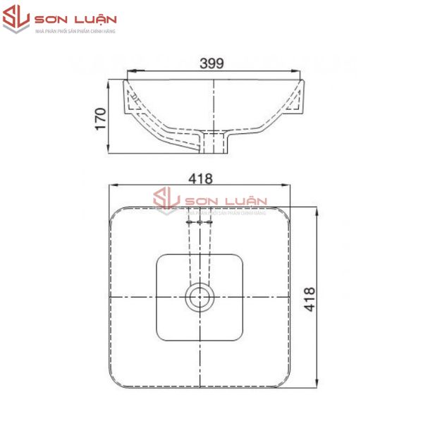 Chậu rửa mặt lavabo đặt bàn đá Viglacera V72