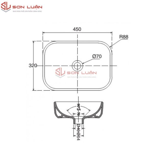 Chậu rửa mặt lavabo đặt bàn đá Viglacera V25