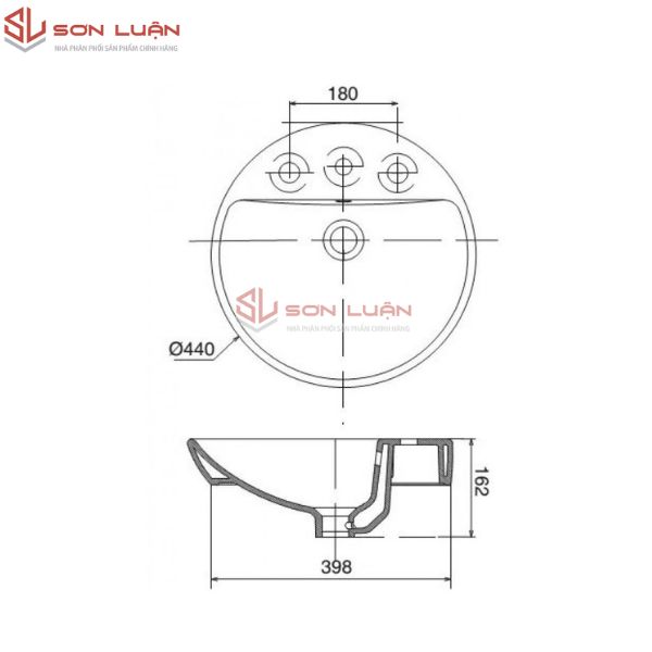 Chậu rửa mặt lavabo đặt bàn đá Viglacera V26