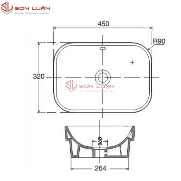 Chậu rửa mặt lavabo đặt bàn đá Viglacera V27