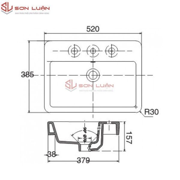 Chậu rửa mặt lavabo đặt bàn đá Viglacera V29